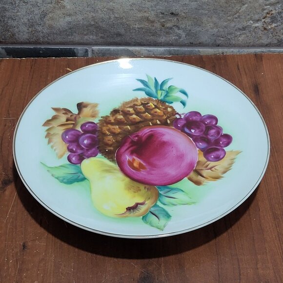 Vintage Decorative Plate Hand Painted Fruit Design - Picture 6 of 10